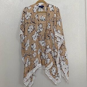 RACHEL Rachel Roy Floral Kimono in Tan and White